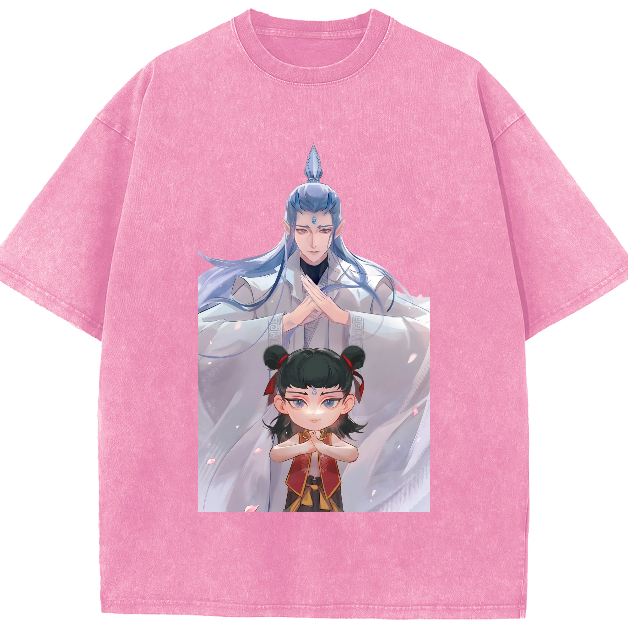 （画像用） Ne Zha 2 ナタ 魔童の大暴れ 綿100% ヴィンテージ風 半袖Tシャツ（フロントプリント）